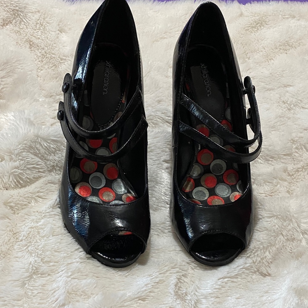 Xhilaration Black Patent Peep-Toe Heels